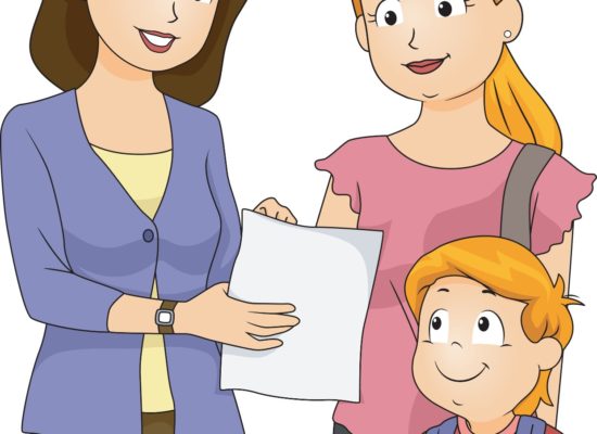 Parent, teacher, and child work together.