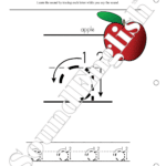 - SoundEnglish Phonics page teaching the short Aa vowel with tracing activities and an apple illustration in the corner.
