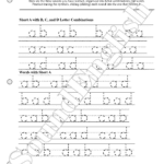 - SoundEnglish Worksheet page labeled 'Letter Combinations and Words' for tracing and writing practice with short A words and B, C, D letter blends.