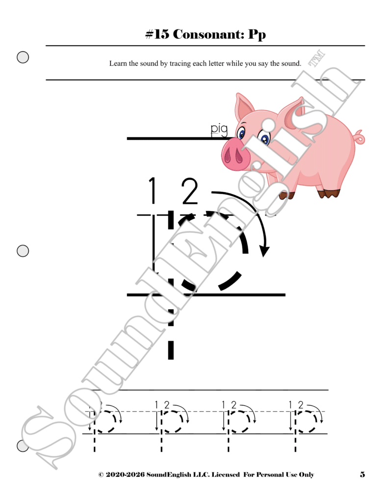 - SoundEnglish SoundEnglish Step 2.4: Learn the Sounds M-P; Page 5 P is for pig