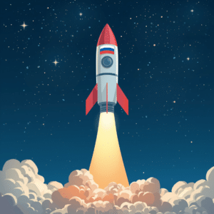 - SoundEnglish Colorful illustration of the Russian rocket that took the Sputnik satellite into space