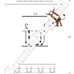 - SoundEnglish SoundEnglish phonics worksheet teaching the Mod Uu vowel sound, with tracing letters while you say the sound and a cartoon bull on the right.