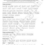 - SoundEnglish SoundEnglish phonics worksheet page titled 'Words and Bonus Words' with multiple word lists and practice sections for reading and spelling