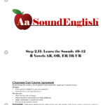 - SoundEnglish Big red apple logo for SoundEnglish Step 2.11: Learn the Sounds R Vowels Classroom License Title Page