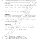 - SoundEnglish SoundEnglish Step 2.12 phonics worksheet page 5 titled Words showing sound‑category lists (IO, OU, OW) with example words like void, oil, boil, foil, soil, toil and related practice lines.