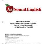 - SoundEnglish A big red apple logo for SoundEnglish above the title of the packet: QuickStart Bundle Step 1: Learn the Symbols and Step 2: Learn the Sounds