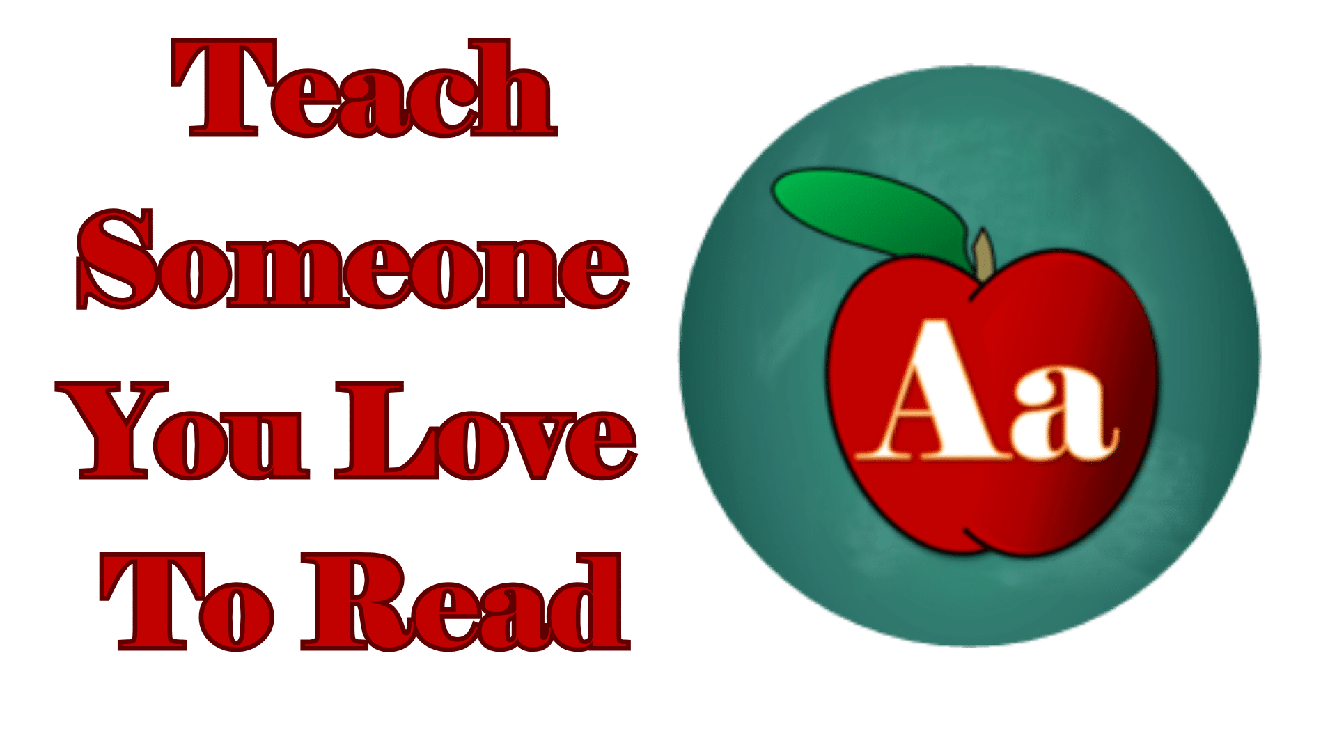 The big red apple logo for SoundEnglish with the words, "Teach Someone You Love to Read"